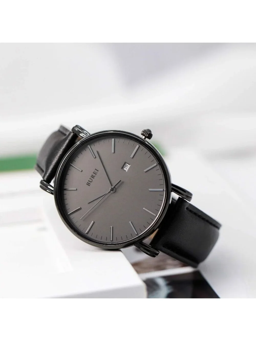 Mens All Black Band Classic Mesh Strap Minimalist Analog Quartz Waterproof Watch